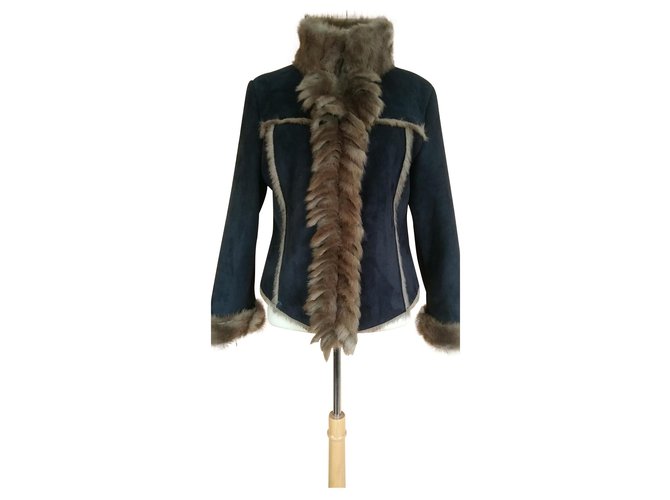 BALMAIN jaqueta de tecido de camurça do falso 42 Marrom Acrílico  ref.121668