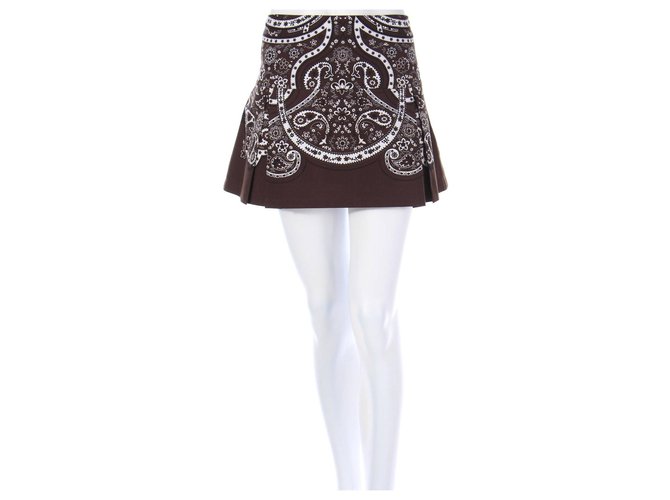 Elie Tahari Skirts Brown White Cotton Elastane  ref.121707