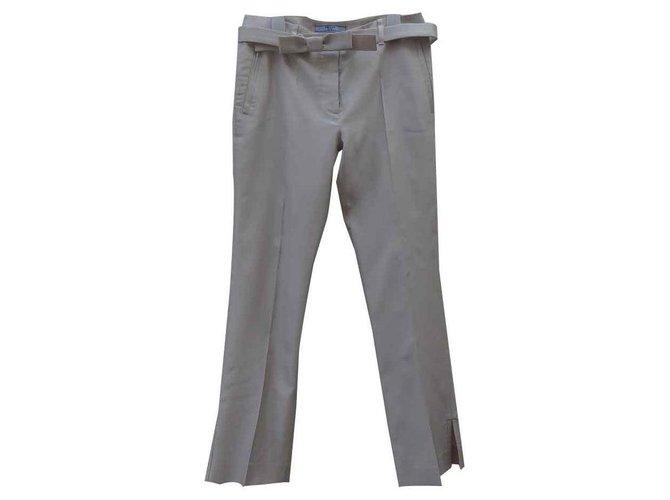Prada Pantalons, leggings Soie Laine Beige Écru  ref.121709