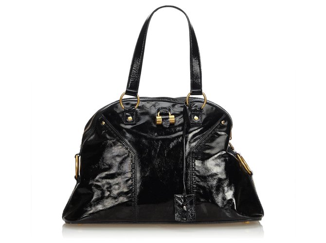 Yves Saint Laurent YSL Schwarze Handtasche aus Lackleder  ref.121775