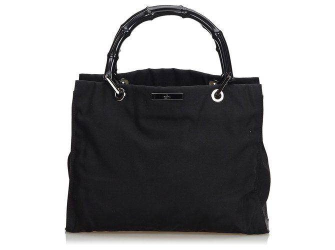 Gucci Black Bamboo Nylon Handbag Cloth  ref.121787
