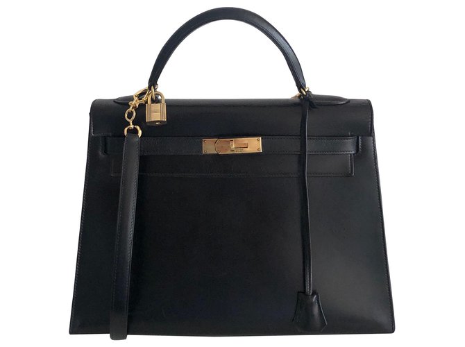 Hermès hermes kelly 32 Sellier Box Black Leather  ref.121898