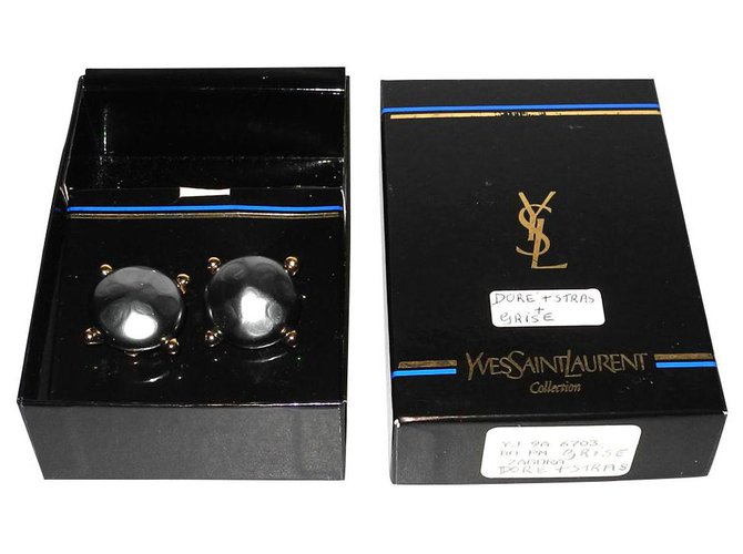 Yves Saint Laurent Earrings Golden Grey Metal  ref.121900