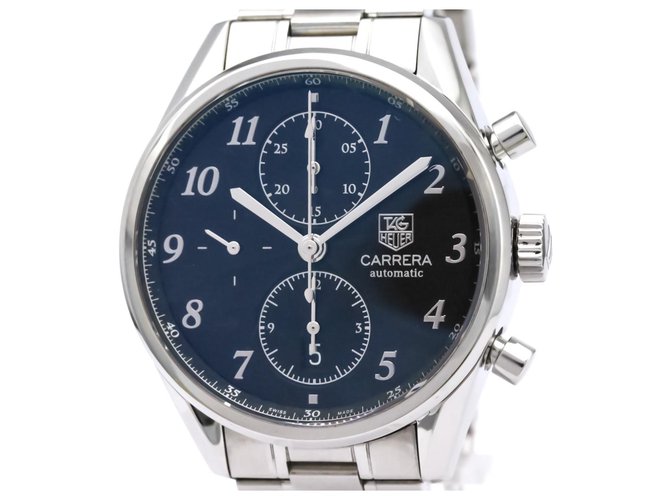 Tag Heuer Silver Stainless Steel Carrera Heritage Automatic Watch CAS2110.BA0730 Black Silvery Metal  ref.121993