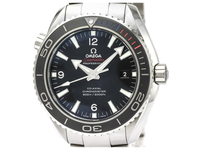 Omega Silver Stainless Steel Seamaster Planet Ocean Olympic Sochi Limited Edition Automatic Watch 522.30.46.21.01.001 Black Silvery Metal  ref.122007