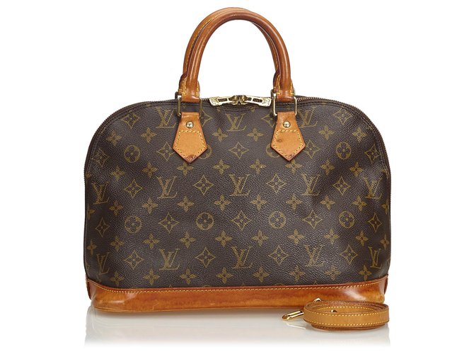 Louis Vuitton Brown Monogram Alma PM with Strap Leather Cloth  ref.122019