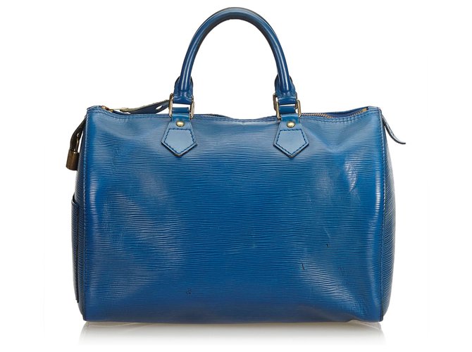 Louis Vuitton Blue Epi Speedy 35 Azul Couro  ref.122020