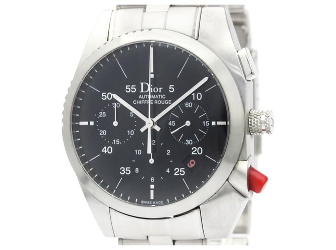 Dior Silver Chiffre Rouge Steel Automatic Watch CD084610 Black Silvery Metal  ref.122055
