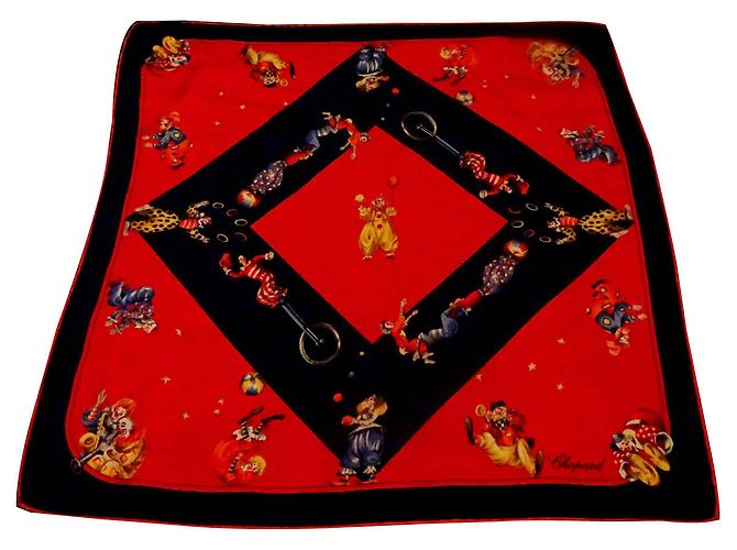 Chopard silk pocket square Red Dark blue