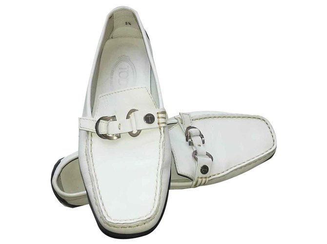 Tod's women mocassins White Leather  ref.122146