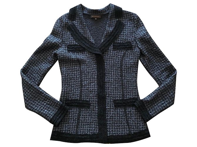 Adolfo Dominguez Plissee-Jacke Bluse schwarz / grau T.S 36-38 Anthrazitgrau