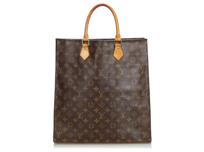 Louis Vuitton Brown Monogram Sac Plat Leather Cloth  ref.122241