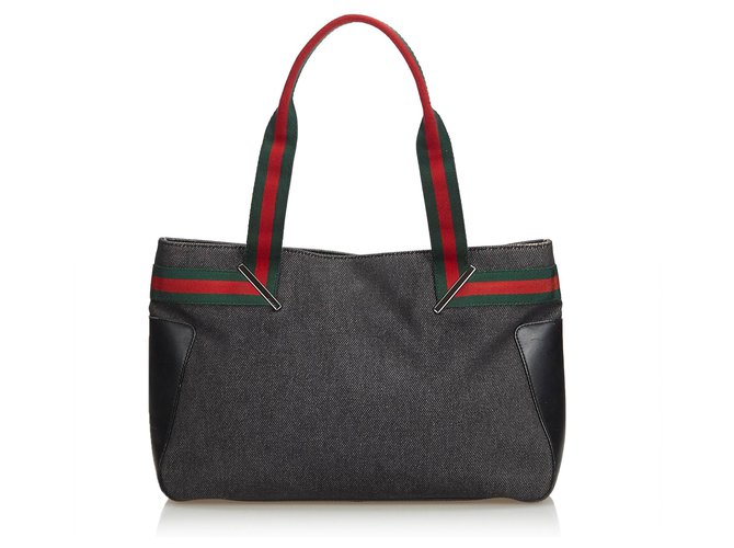 Gucci Black Web Denim Handbag Multiple colors Leather Cloth  ref.122266