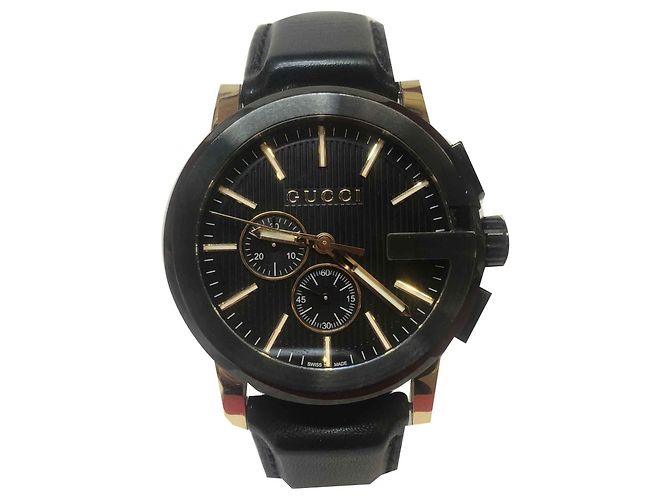 Relógio Gucci G-Chrono de couro preto