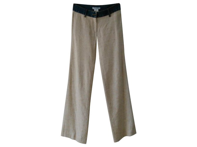 Pantaloni DOLCE & GABBANA in misto lino. Crudo Cotone Biancheria Poliammide  ref.122299