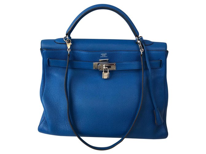 Hermès Kelly Blue Leather  ref.122302