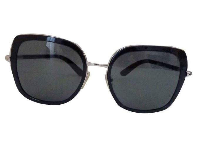 Prada Sunglasses Black Silvery Metal  ref.122305
