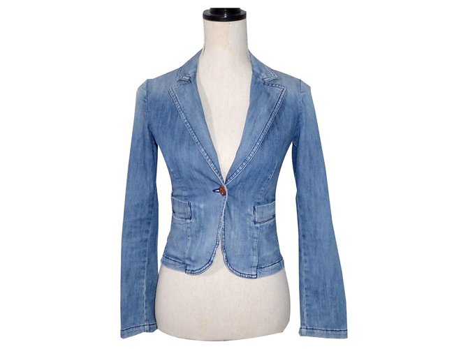 Armani Jeans Jackets Blue Cotton Elastane  ref.122336