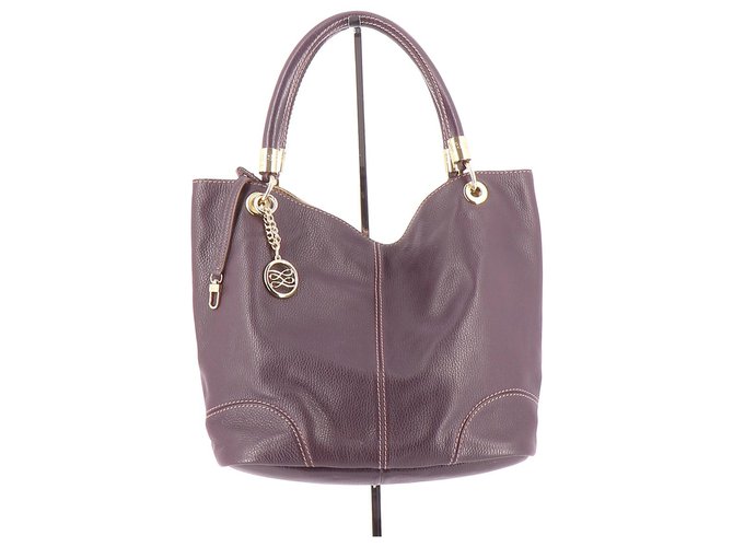 Lancel Tote bag Purple Leather  ref.122393