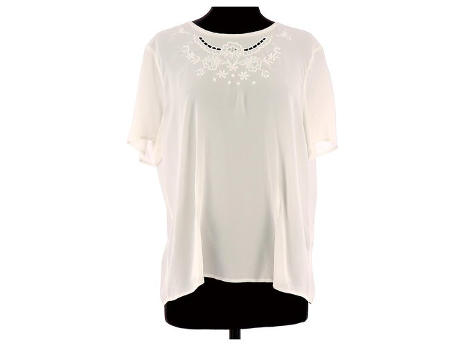 Des Petits Hauts T-shirt White Silk  ref.122394