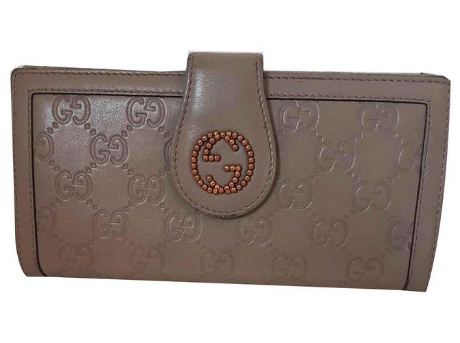 Gucci portefeuilles Cuir Taupe  ref.122437