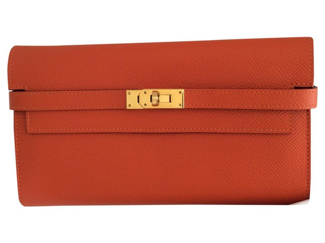 Hermès Kelly Orange Leather  ref.122440