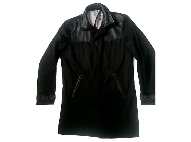 Cappotto The Kooples in cotone e pelle di agnello nero