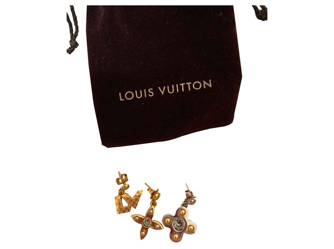 Brincos Louis Vuitton Prata Dourado  ref.122463
