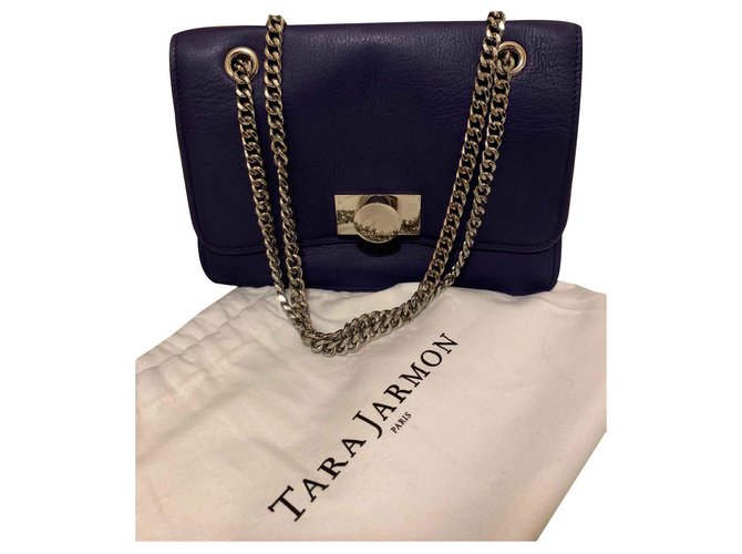 Sac Tara Jarmon Cuir Bleu foncé  ref.122465