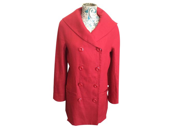 Christian Dior Long jacket Red Cloth  ref.122475