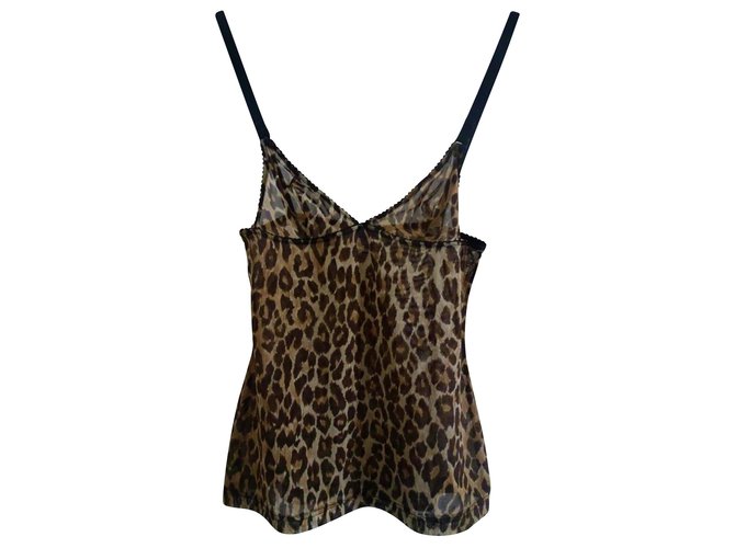 Dolce & Gabbana intimo leopard print top Marrom Elastano Poliamida  ref.122650