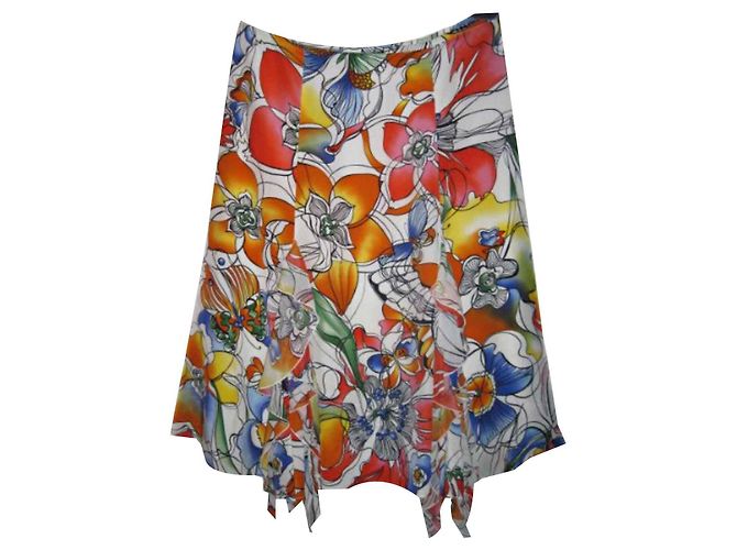 Saia de seda com estampa floral Escada Multicor