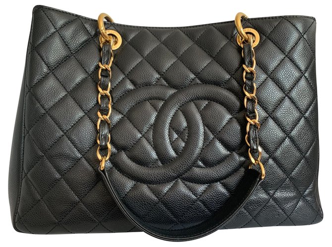 Sac shopping Chanel Black Leather  ref.122659