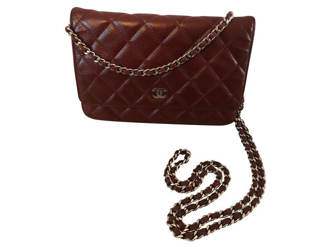 Wallet On Chain Chanel WOC Bordeaux Couro  ref.122699