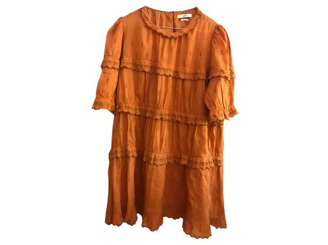 Isabel Marant Dresses Orange Coral Cotton  ref.122775