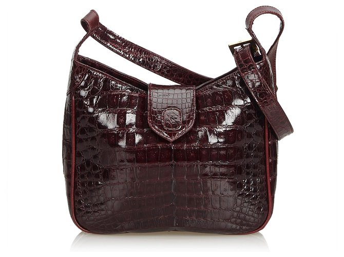Chanel Red Crocodile Leather Schultertasche Rot Leder  ref.122863
