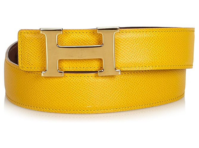Hermès Hermes Brown Constance Belt Golden Leather Metal  ref.122901