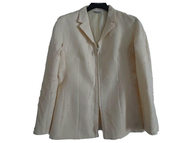 Blazer de jaqueta de algodão Gianni Versace Couture Creme  ref.122933