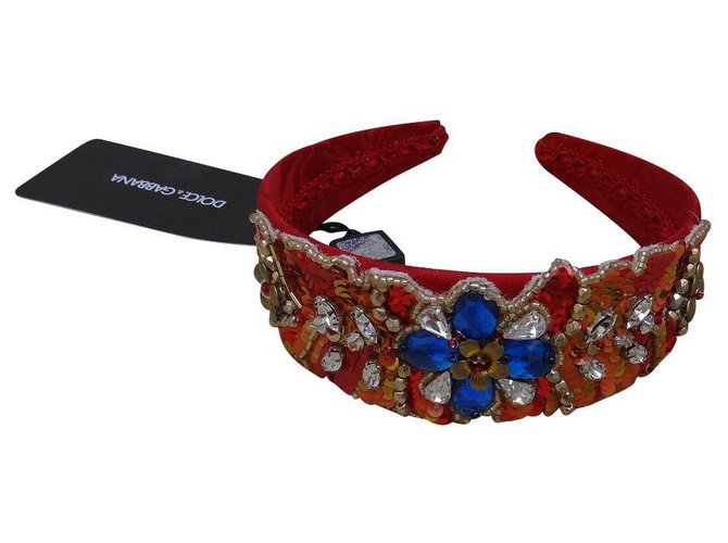 Dolce & Gabbana Accessoires pour cheveux Soie Coton Polyester Rouge Multicolore  ref.122939
