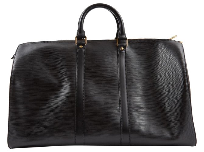 Louis Vuitton - Keepall 45 - vintage Black Patent leather Cloth  ref.122947