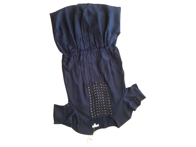 Autre Marque DRESS GIRL CHLOE NAVY BLUE WITH RIVET , pleated .Low waist ,6/8/12/14 years old. Cotton Viscose  ref.122995