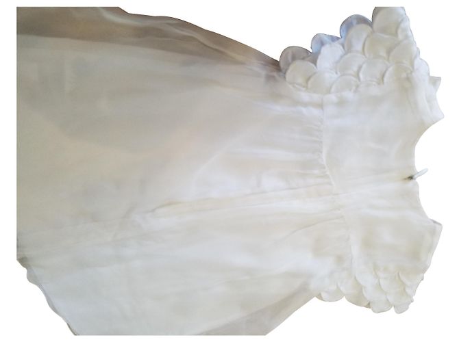 Vestido Chloé de seda e algodão cor eggshell 12 meses Fora de branco