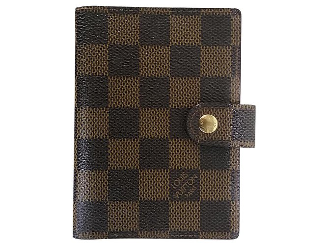 Louis Vuitton Caso de notebook com 1 lápis dentro Castanho claro Castanho escuro Couro envernizado  ref.123046