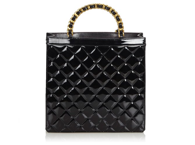 Chanel Black Matelasse Patent Leather Tote Bag  ref.123053