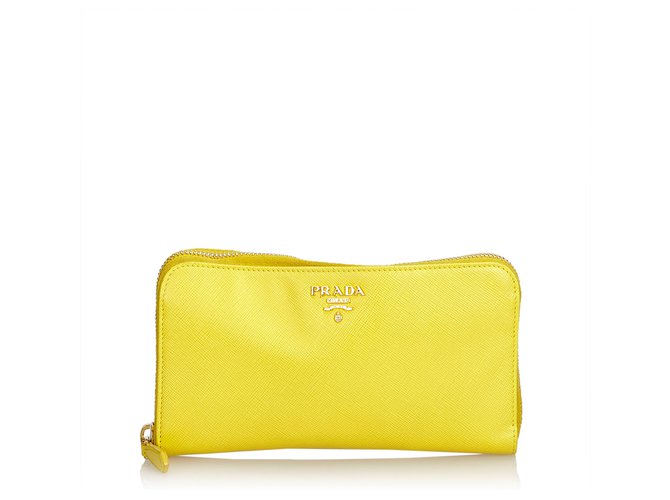 yellow prada wallet