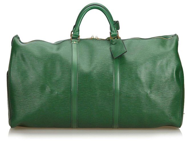 Louis Vuitton Green Epi Keepall 60 Verde Couro  ref.123074