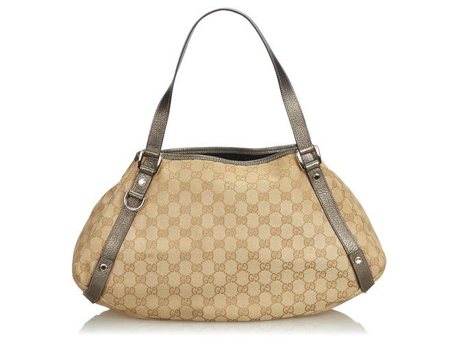 Gucci Brown GG Jacquard Pelham Tote Bag Beige Leather Cloth  ref.123095