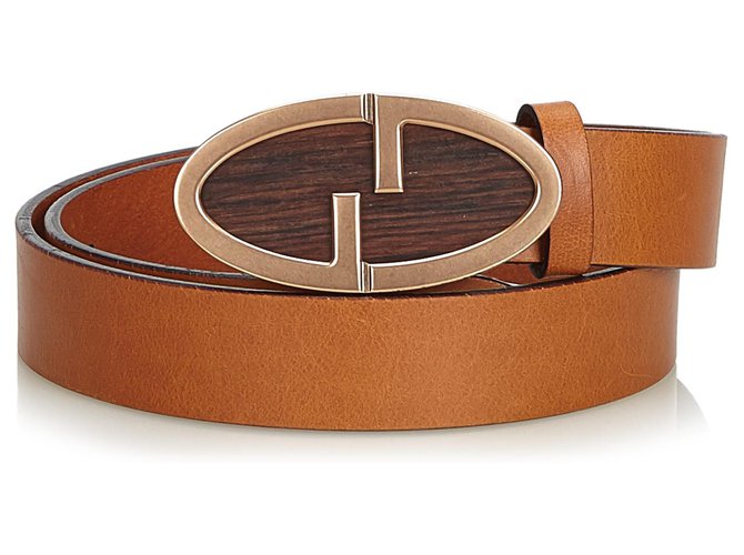 Cinturón Gucci en cuero marrón forrado Castaño  ref.123112