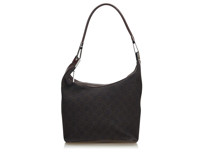 Gucci Black GG Canvas Shoulder Bag Leather Cloth Cloth  ref.123121