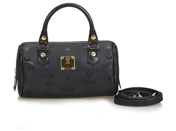 MCM Black Visetos Handbag Nero Pelle Plastica  ref.123122